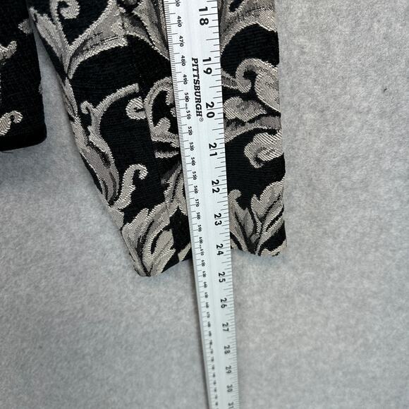 VTG Lovely Blazer Jacket Womens 12 Black White Baroque Damask Pattern 3-Button - Picture 15 of 15